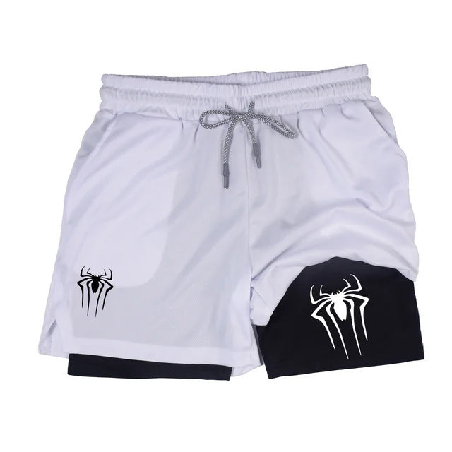 Shorts de Compresión Hombre Estampado Araña Y2K Malla Transpirable 14 Colores M-3XL | Men's Spider Print Compression Sports Shorts
