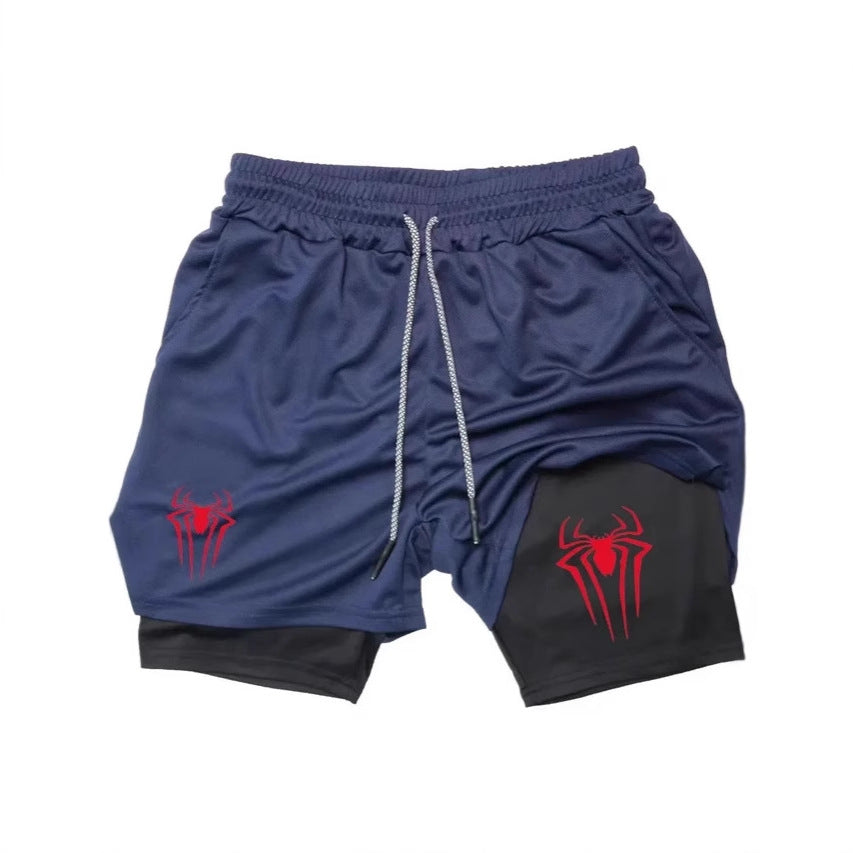 Shorts de Compresión Hombre Estampado Araña Y2K Malla Transpirable 14 Colores M-3XL | Men's Spider Print Compression Sports Shorts