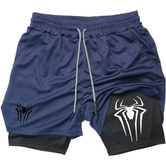 Shorts de Compresión Hombre Estampado Araña Y2K Malla Transpirable 14 Colores M-3XL | Men's Spider Print Compression Sports Shorts