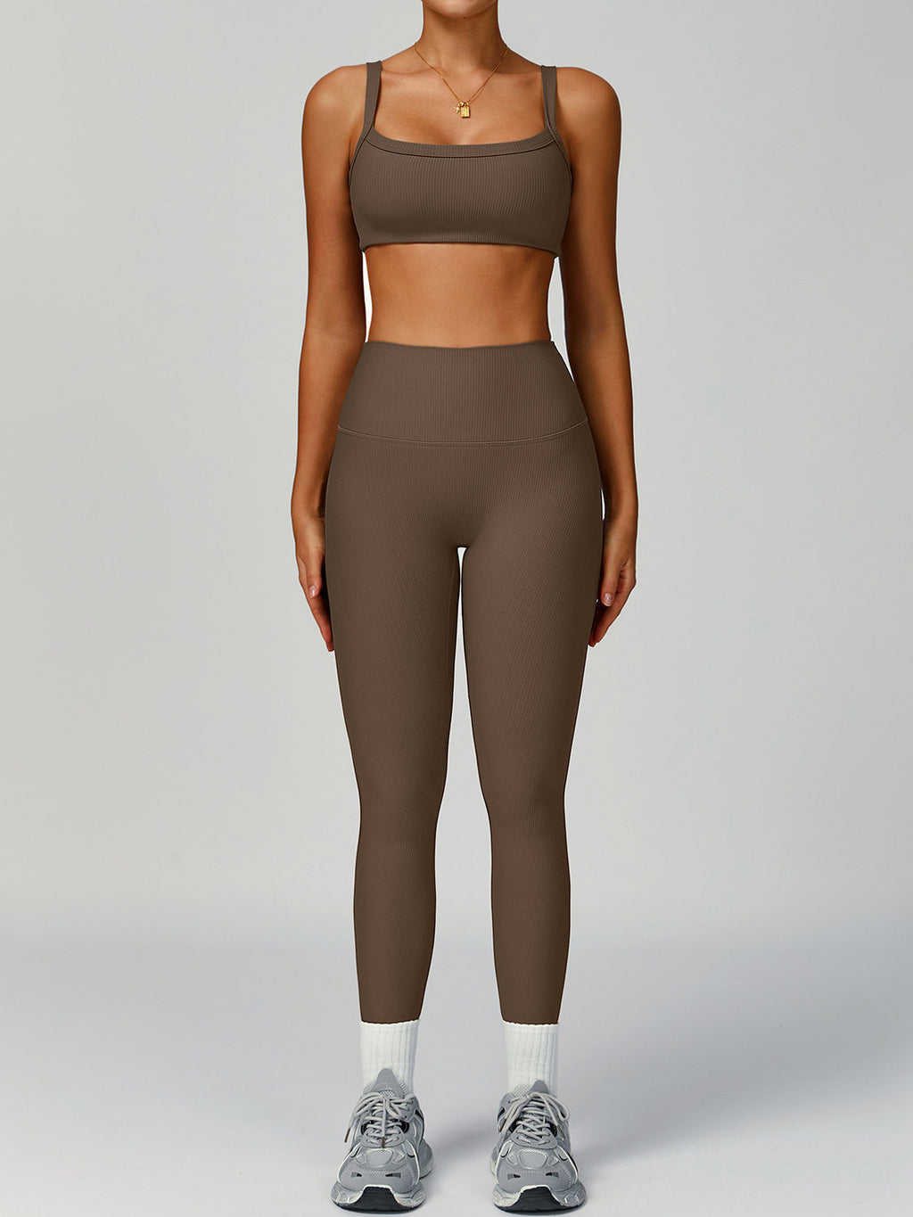 Conjunto Yoga Mujer 3 Piezas Acanalado 78% Nylon 22% Spandex Cintura Alta Quick-Dry Bra/Vest/Jacket + Shorts/Pants S-XL | Women Ribbed Yoga Outfit Set
