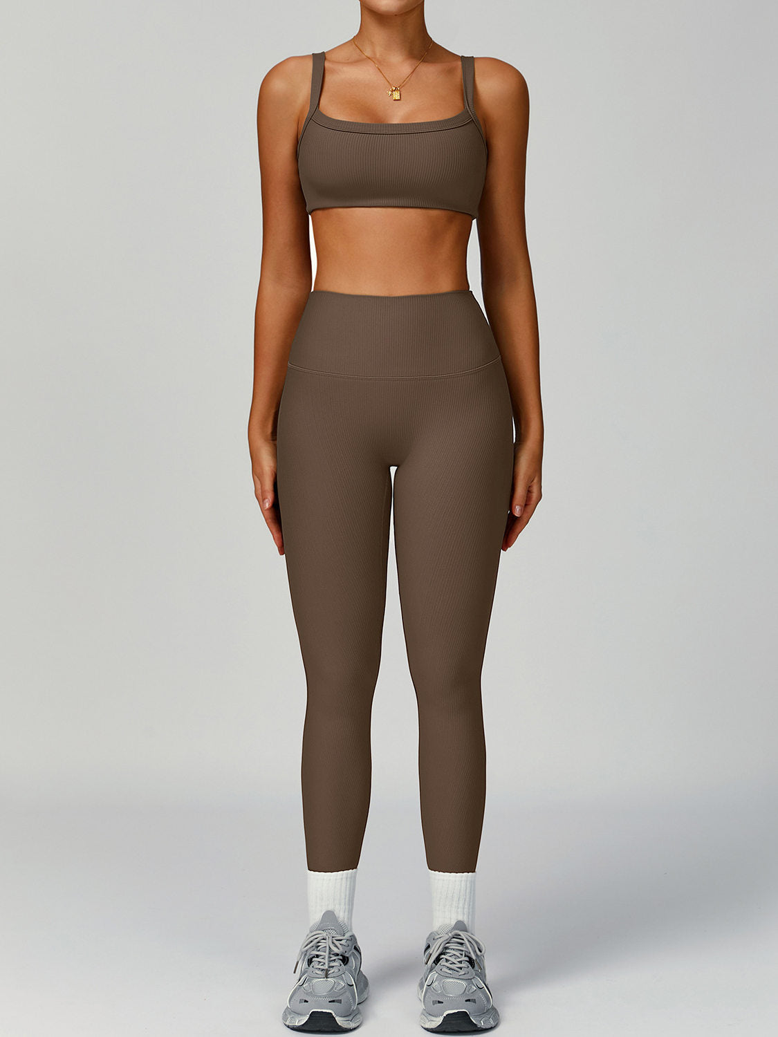 Conjunto Yoga Mujer 3 Piezas Acanalado 78% Nylon 22% Spandex Cintura Alta Quick-Dry Bra/Vest/Jacket + Shorts/Pants S-XL | Women Ribbed Yoga Outfit Set
