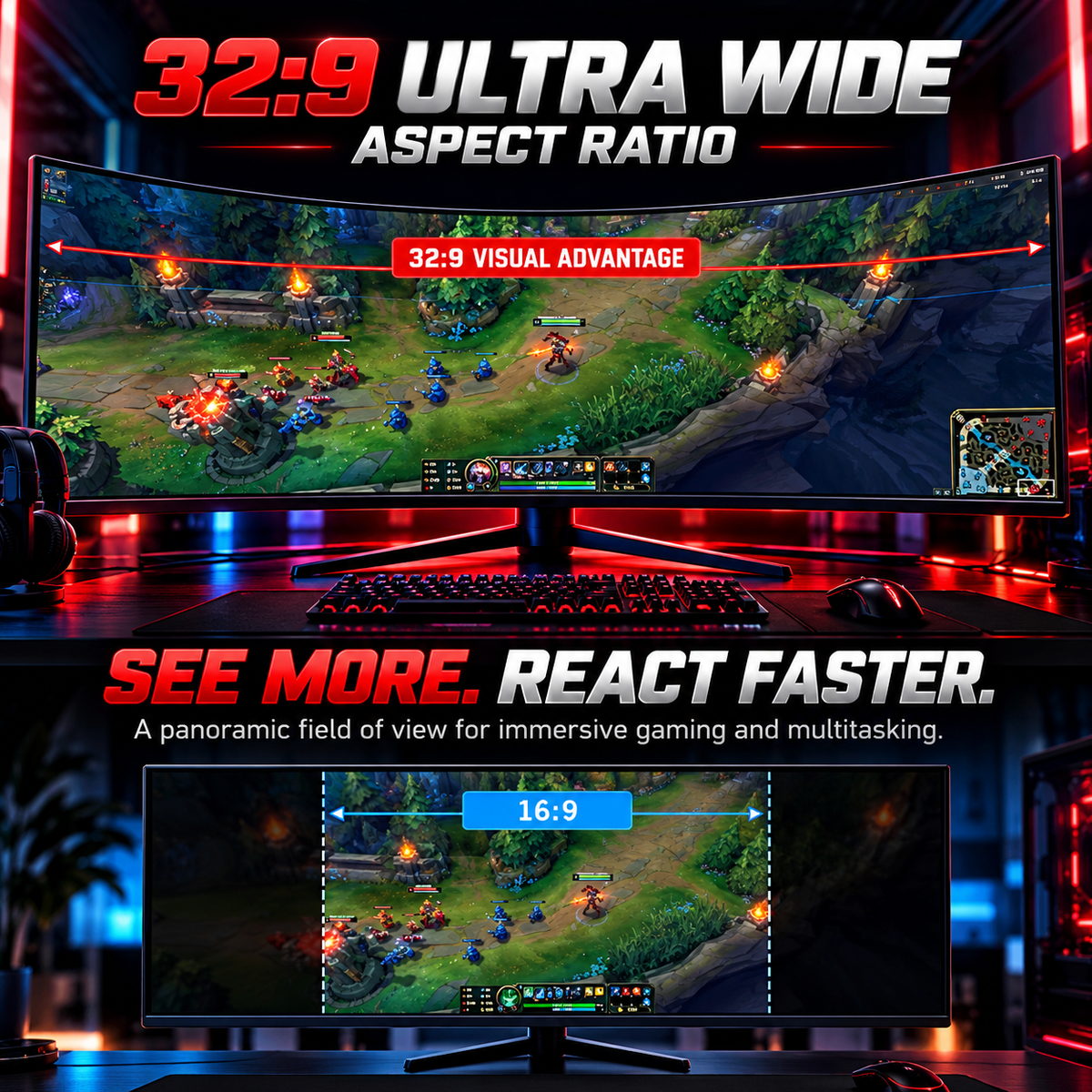 49-Inch Ultrawide Curved Monitor 32:9 | 5K 165Hz | Built-in Speakers | Home & Office