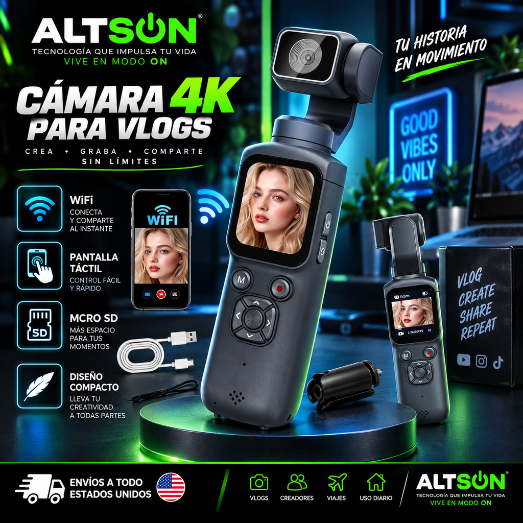 4K Pocket Vlog Camera | WiFi & Touchscreen