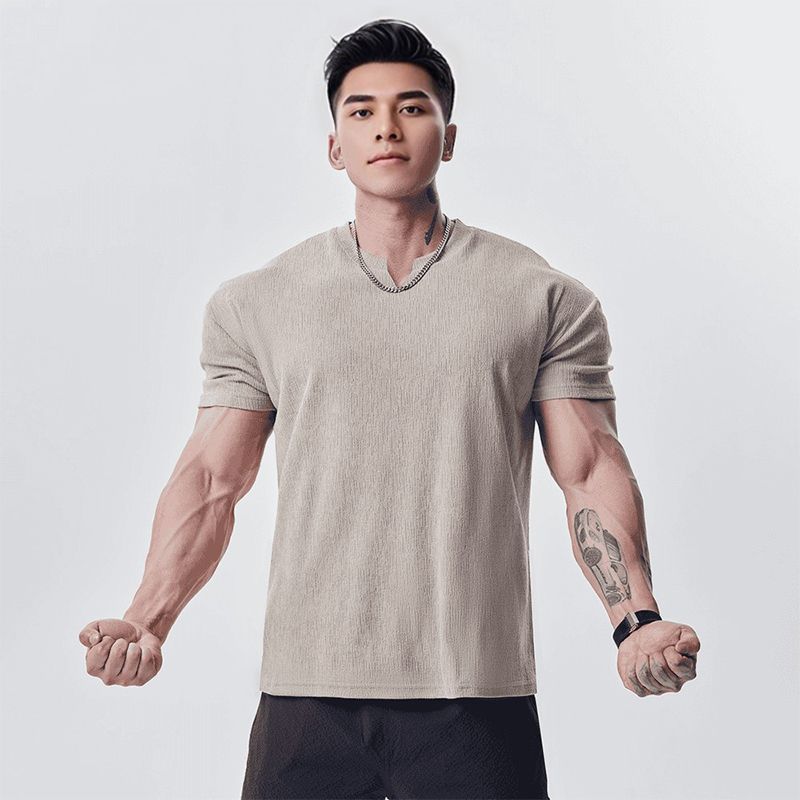 Camiseta Deportiva Casual de Manga Corta para Hombre – Cuello V o Redondo, M a XXXL
