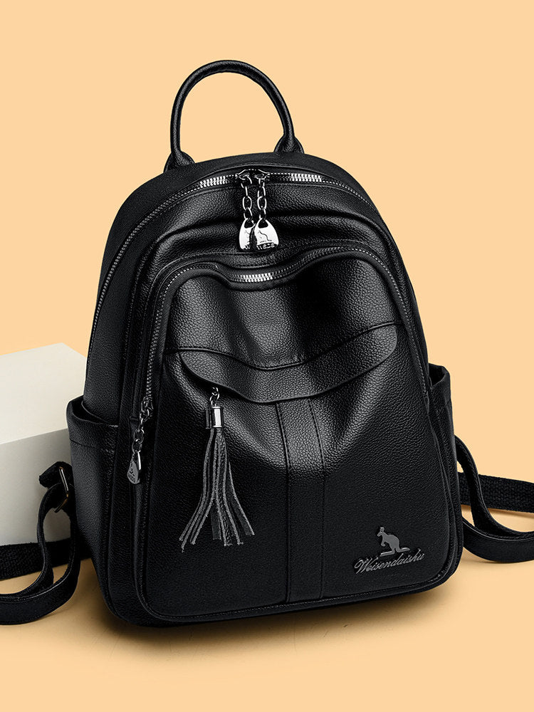 Mochila de Cuero Genuino para Mujer – Piel de Vaca, Laptop 14", Ligera, 3 Estilos