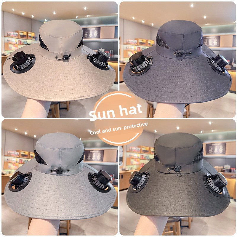 Sombrero Solar con Ventilador Integrado – Protección UV, Recargable USB, 5 Estilos