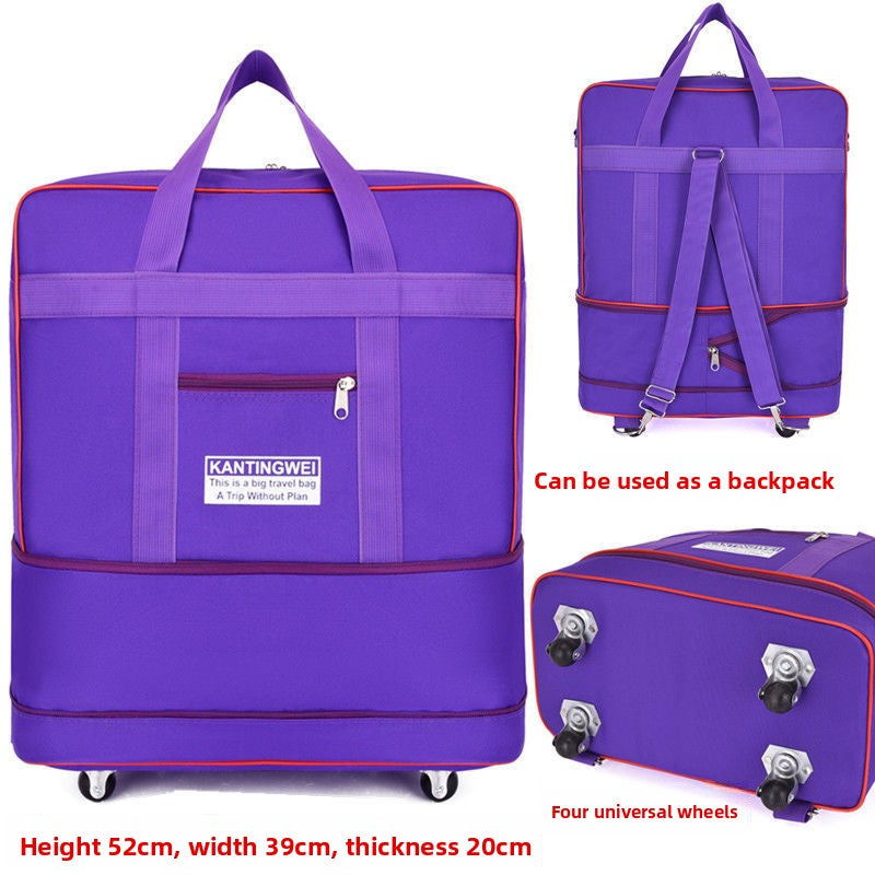 Expandable Oxford Cloth Travel Suitcase | 56-75L | Stainless Steel Wheels | S-XL