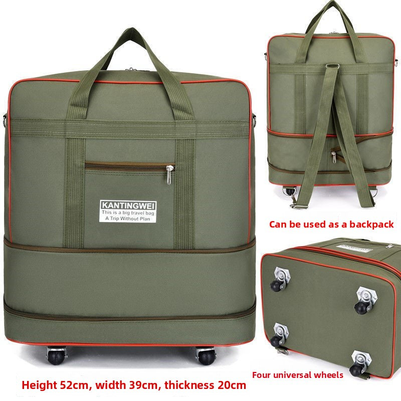 Expandable Oxford Cloth Travel Suitcase | 56-75L | Stainless Steel Wheels | S-XL