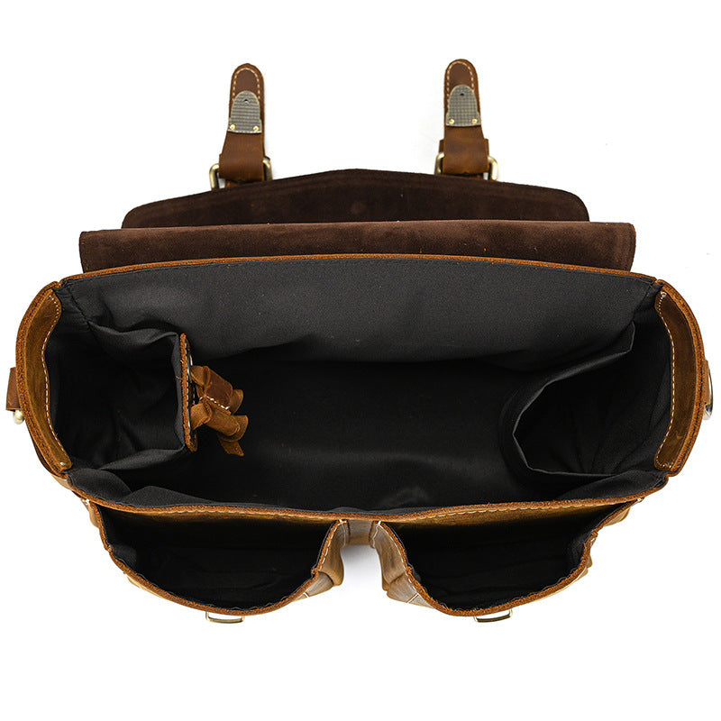 Bolso Retro de Cuero Genuino para Cámara – Primera Capa de Cuero, Resistente al Agua, Bandolera