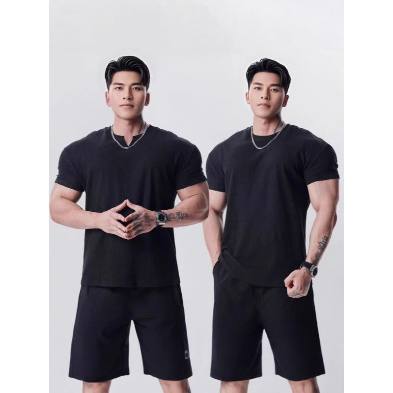 Camiseta Deportiva Casual de Manga Corta para Hombre – Cuello V o Redondo, M a XXXL