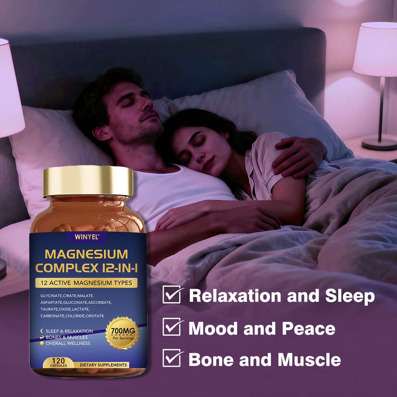 Magnesium Complex 12-in-1 | 700mg | 120 Capsules - Sleep, Calm & Muscle Support