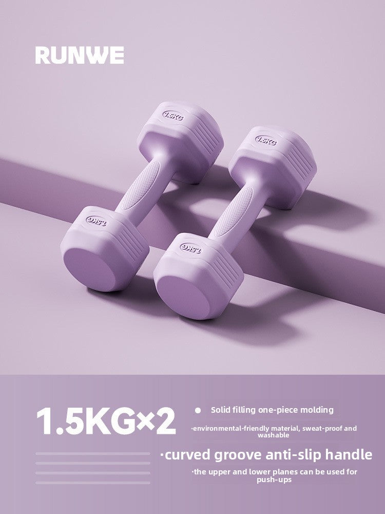 Hexagonal PVC Fitness Dumbbells | Non-Roll | 2kg-8kg | 4 Colors