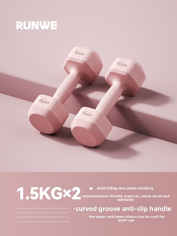 Hexagonal PVC Fitness Dumbbells | Non-Roll | 2kg-8kg | 4 Colors