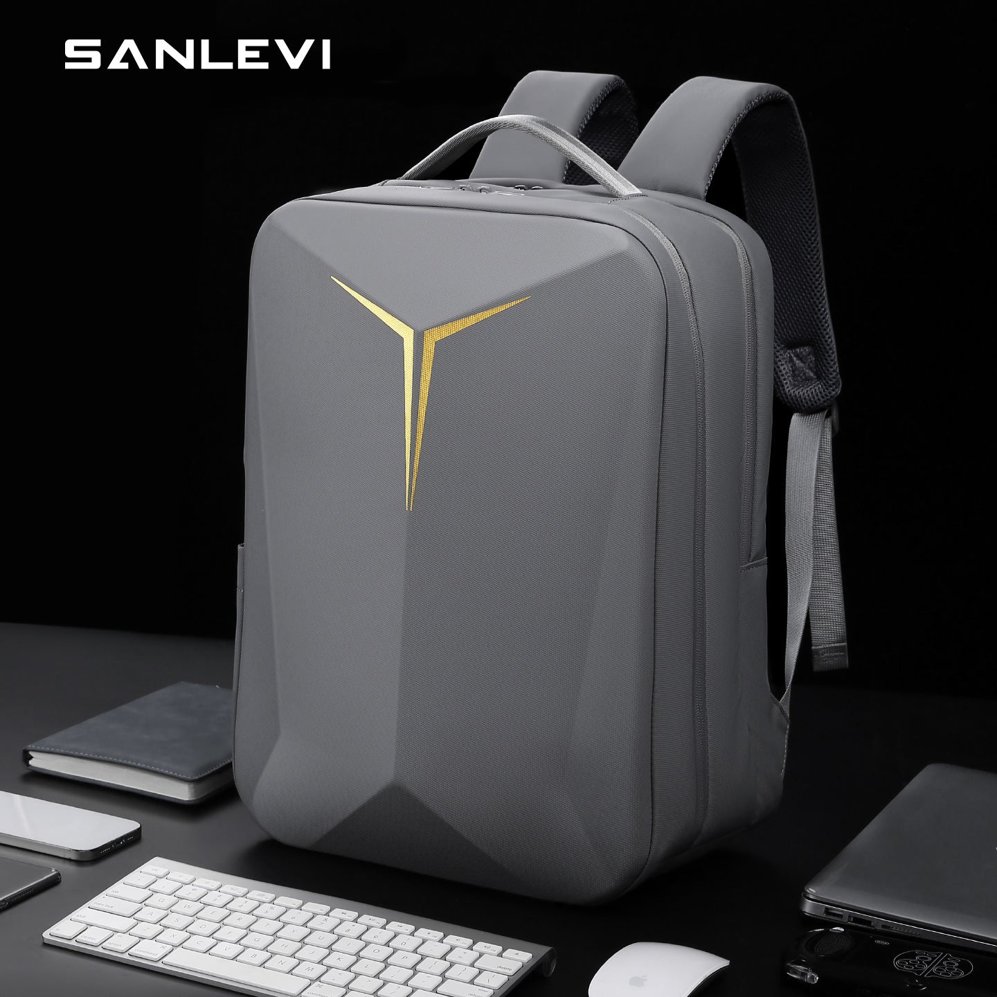 Hard Shell Business Laptop Backpack | Oxford Fabric | Under 20L | Fits 15" | Silver Gray