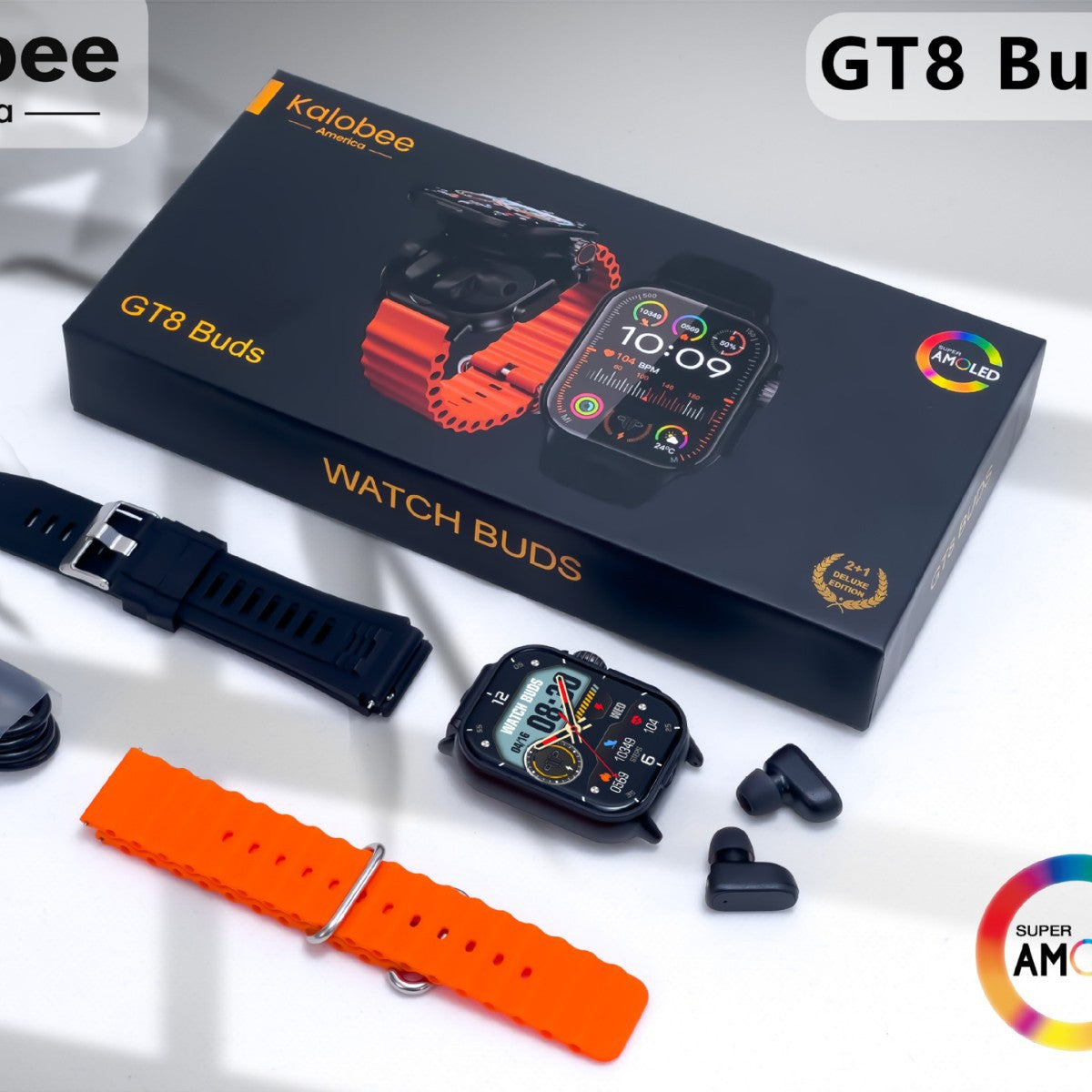 GT8BUDS Smartwatch 2 en 1 con Auriculares Bluetooth | AMOLED | NFC | Carga Inalámbrica