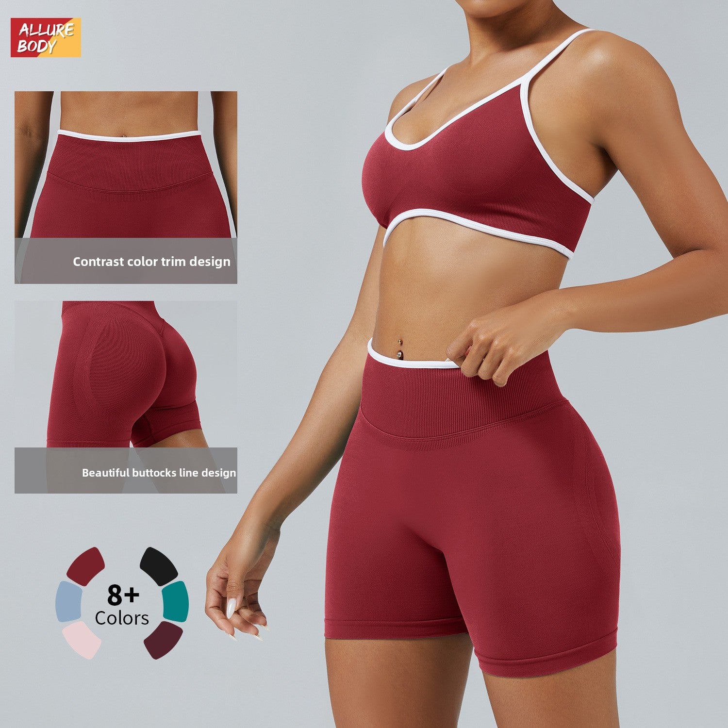 Shorts Yoga Fitness Mujer Sin Costuras 90% Nylon 10% Spandex Butt Lifting Color Block Compression XS-XL 4 Colores | Women Seamless Yoga Fitness Shorts