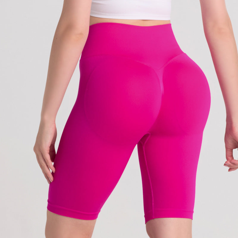Shorts Yoga Running Mujer Cintura Alta Compresión 95% Nylon 5% Spandex Hip Lifting Moisture-Wicking 5" 14 Colores S-L | Women High Waist Compression Yoga Running Shorts