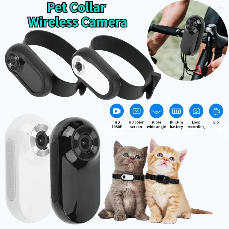 Mini Cámara de Acción para Mascotas 1080P Gran Angular – Grabadora Compacta con Collar