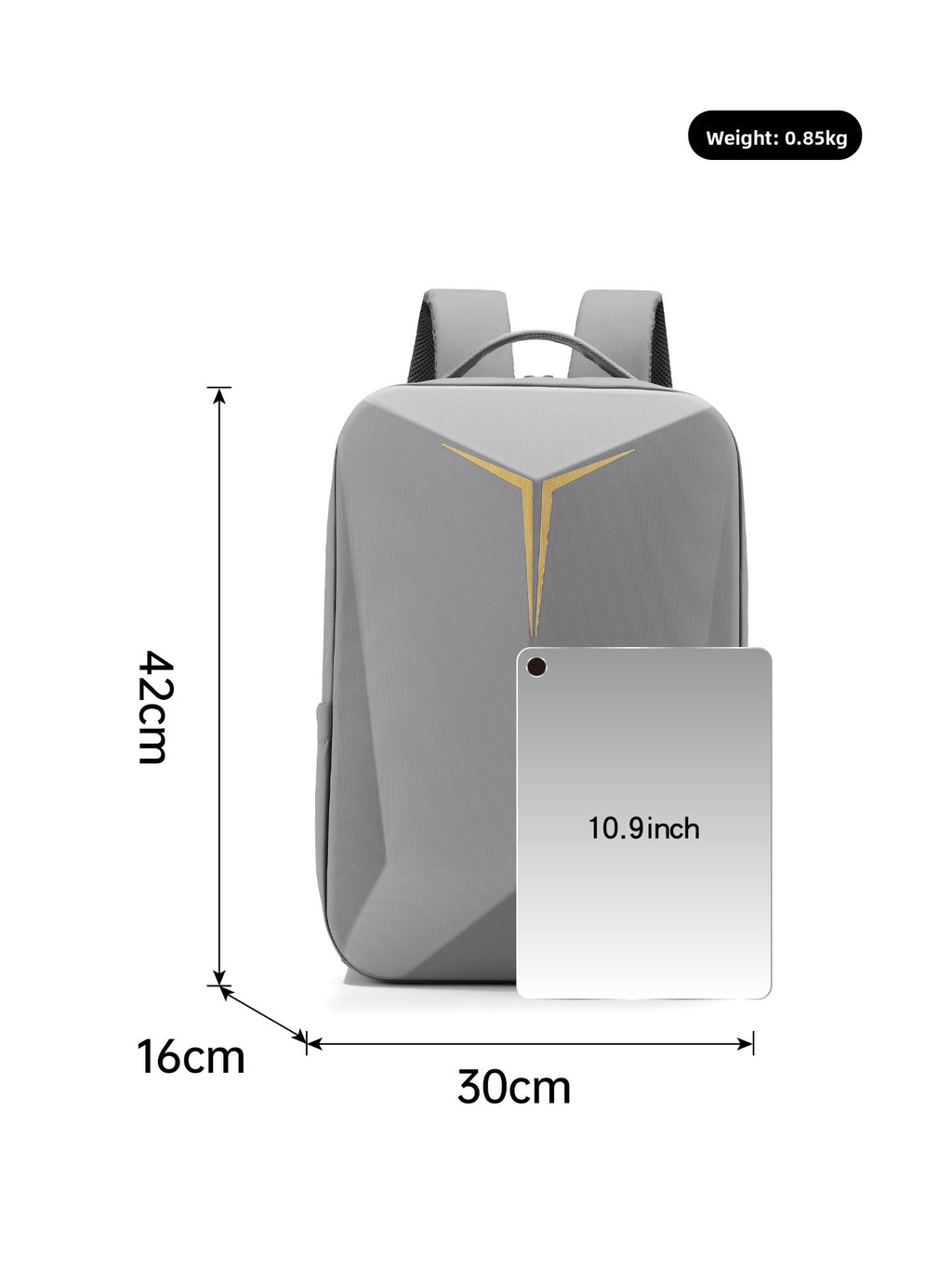 Hard Shell Business Laptop Backpack | Oxford Fabric | Under 20L | Fits 15" | Silver Gray