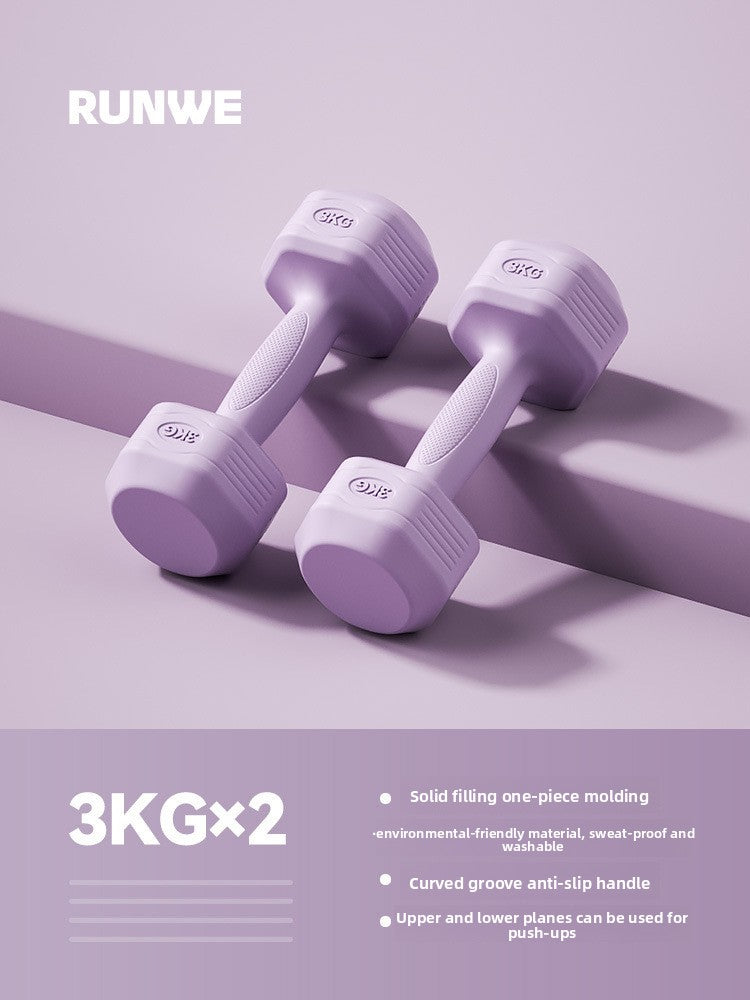 Hexagonal PVC Fitness Dumbbells | Non-Roll | 2kg-8kg | 4 Colors