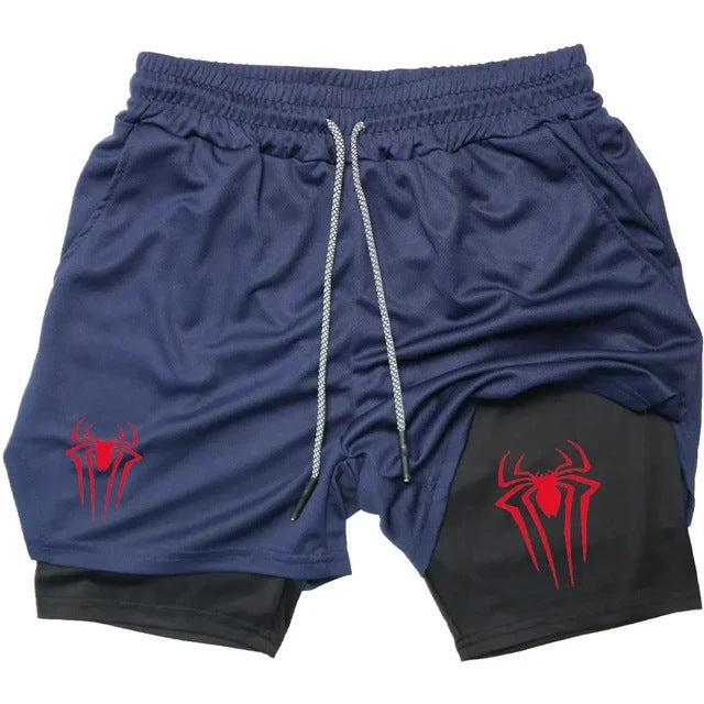 Shorts de Compresión Hombre Estampado Araña Y2K Malla Transpirable 14 Colores M-3XL | Men's Spider Print Compression Sports Shorts