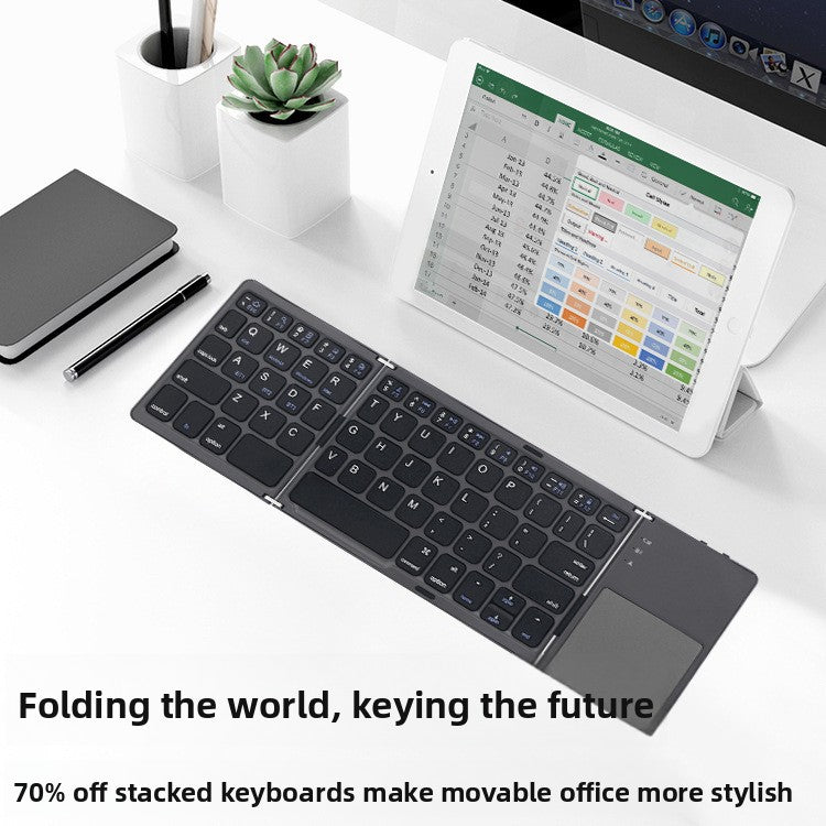 Foldable Bluetooth Keyboard B033 | 64 Keys | Ultra-Slim | Phone Tablet Laptop | Black & Grey
