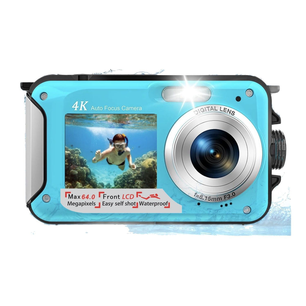 Cámara Digital 4K Dual Screen Resistente al Agua – 64MP, Autofocus, Zoom 16x, Hasta 128GB