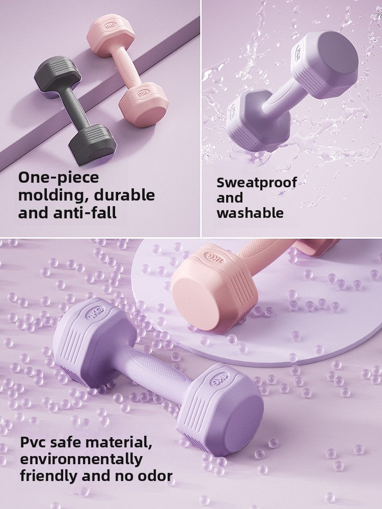 Hexagonal PVC Fitness Dumbbells | Non-Roll | 2kg-8kg | 4 Colors