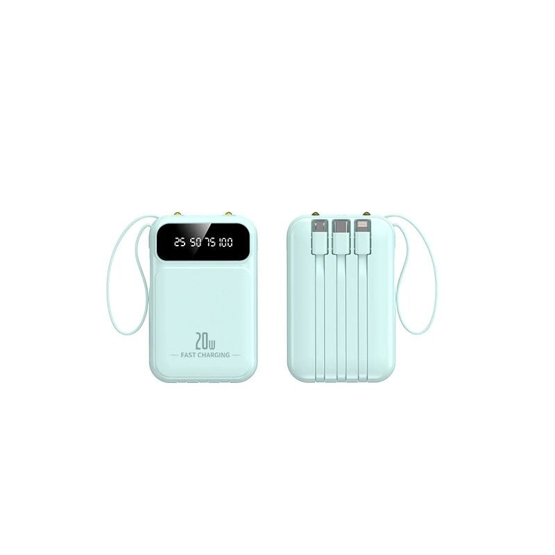 Banco de Energía Portátil 10000mAh con Cables Integrados – Carga Rápida PD 3.0