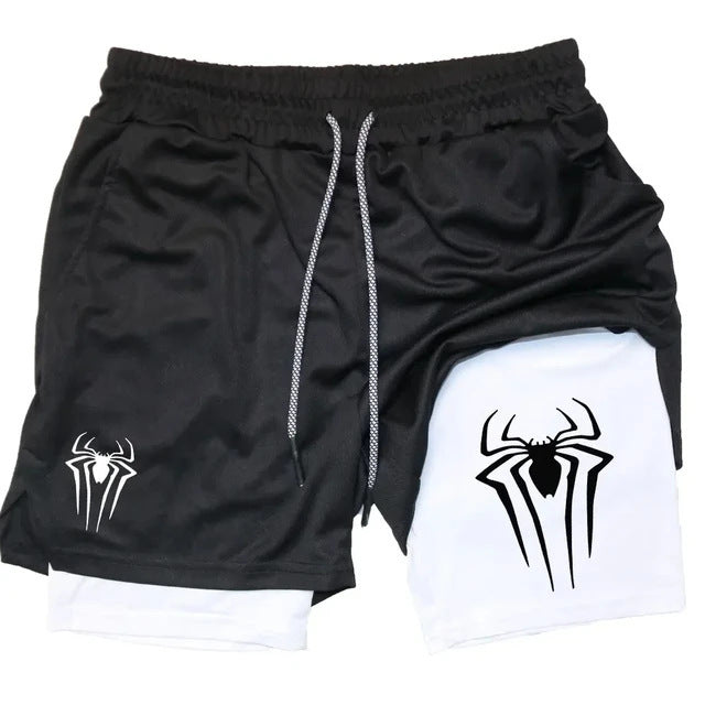 Shorts de Compresión Hombre Estampado Araña Y2K Malla Transpirable 14 Colores M-3XL | Men's Spider Print Compression Sports Shorts