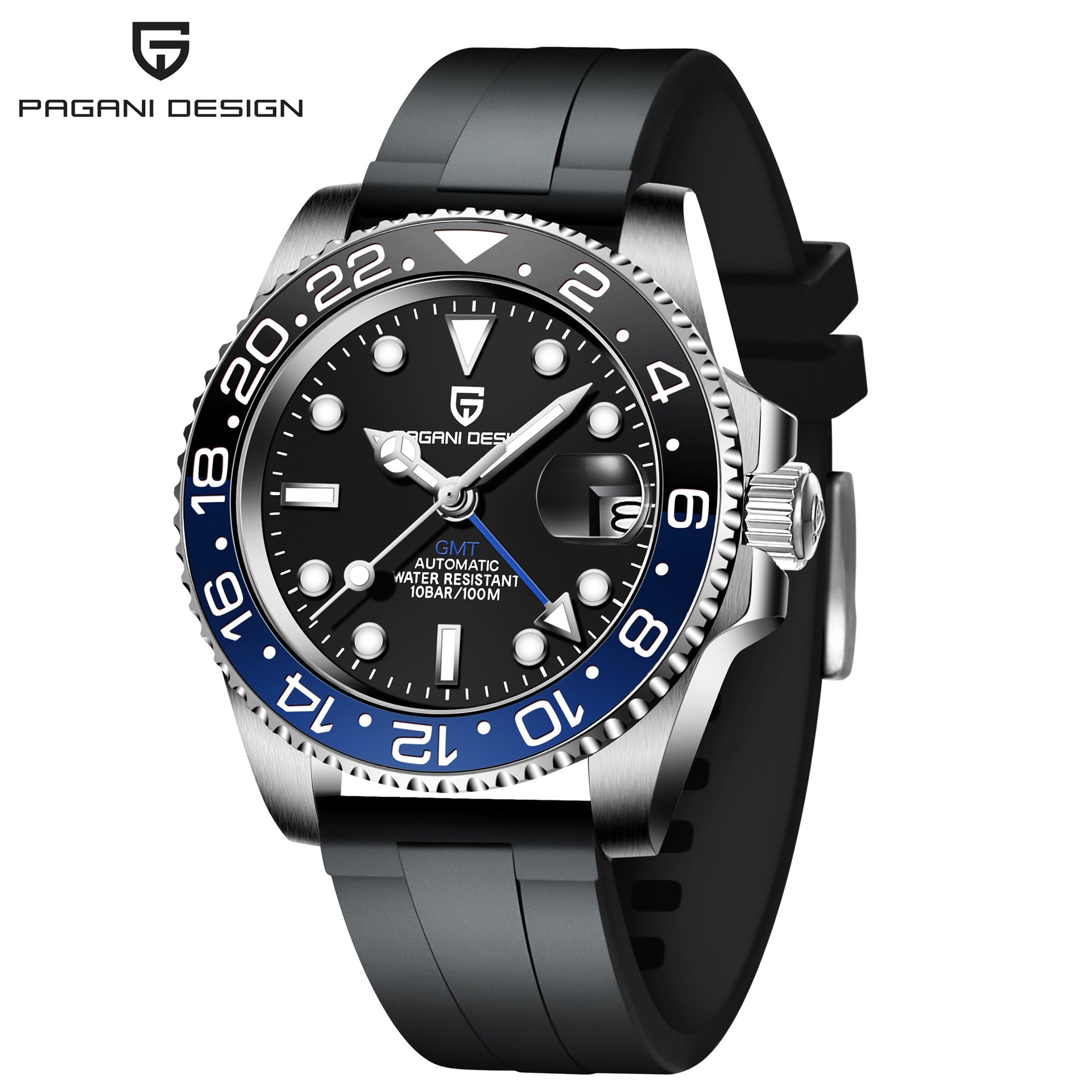 Reloj Mecánico GMT PAGANI DESIGN – Cristal Zafiro, Luminoso, 100m, 24 Estilos