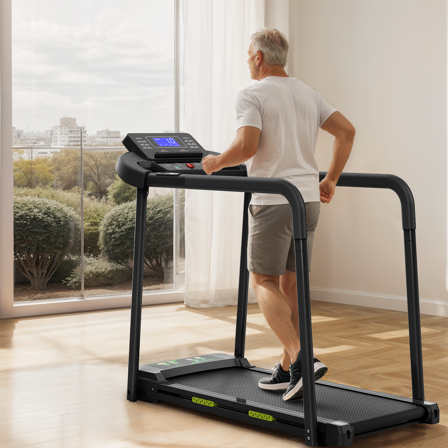 Caminadora para Adultos Mayores ALTSON — Plegable, Barra Larga, Pantalla LED y 300 Lbs