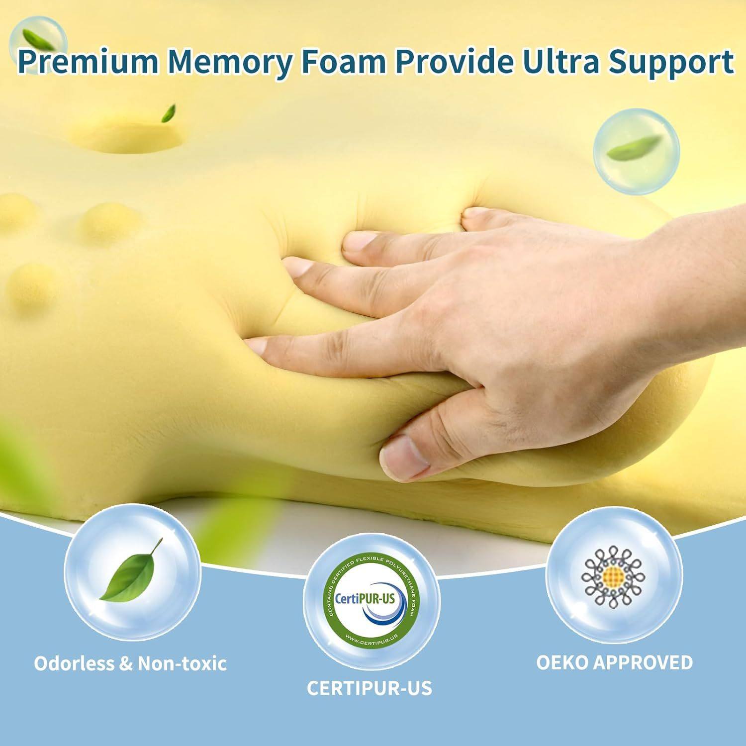 Almohada Cervical de Memory Foam | Diseño Mariposa | Funda Seda de Hielo | Soporte de Cuello