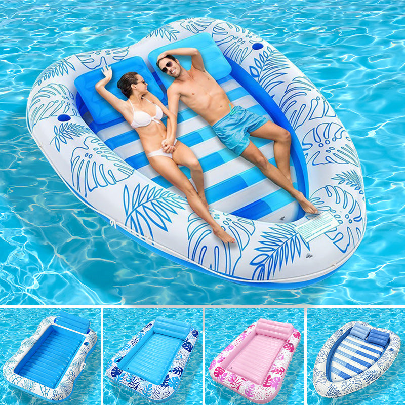 Inflatable Pool Float Bed with Cup Holder | Double | 14 Styles