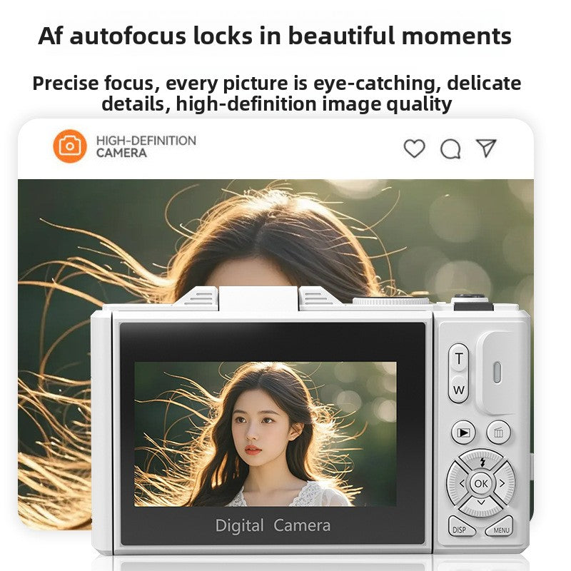 Cámara Digital 5K HD con Pantalla Abatible y WiFi – Filtro Belleza, Estabilización, Vlogging