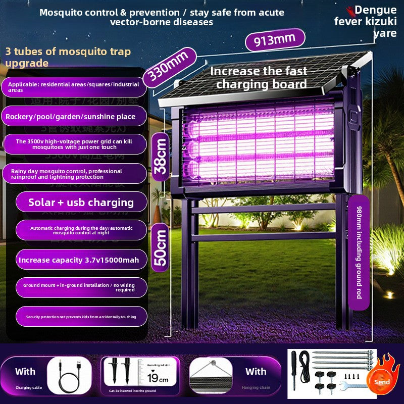 Lámpara Antimosquitos Solar | IP65 | Sensor Automático | Jardines y Exteriores