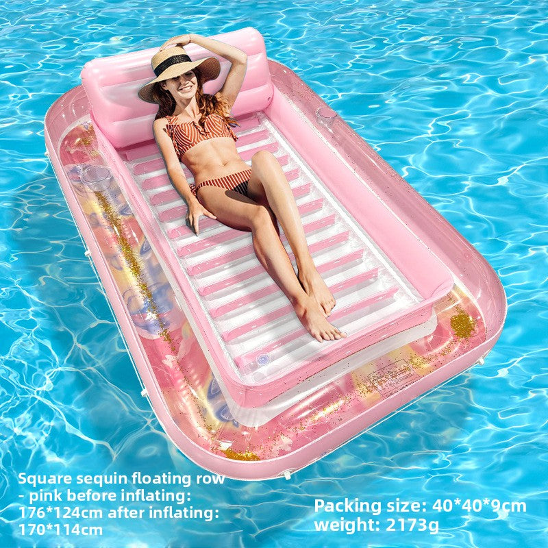 Inflatable Pool Float Bed with Cup Holder | Double | 14 Styles