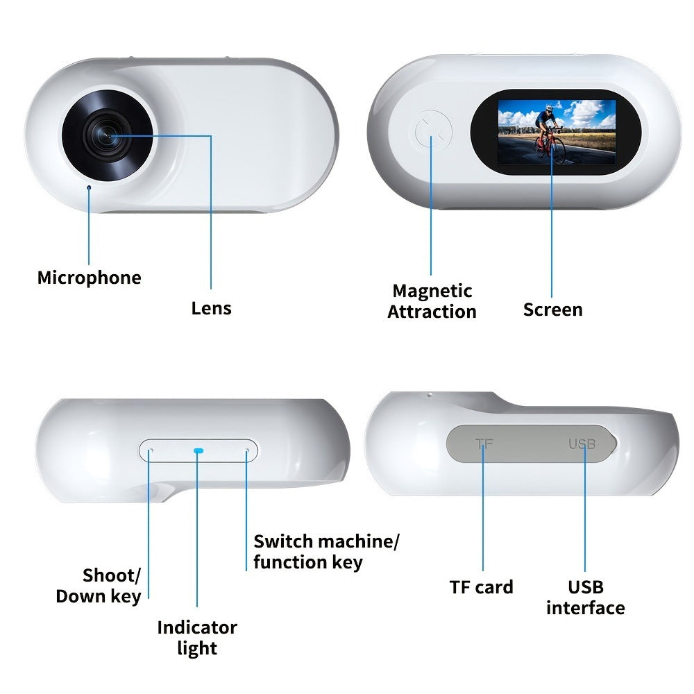 Mini Cámara de Acción para Mascotas 1080P Gran Angular – Grabadora Compacta con Collar