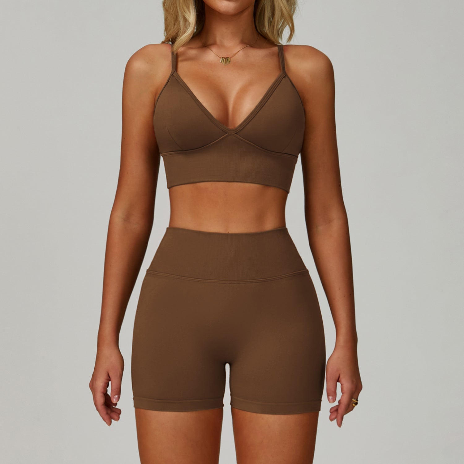 Conjunto Yoga Mujer Sin Costuras 90% Nylon 10% Spandex Moisture-Wicking Bra + Shorts/Pants o Jacket + Shorts 8 Colores S-XL | Women Seamless Yoga Set