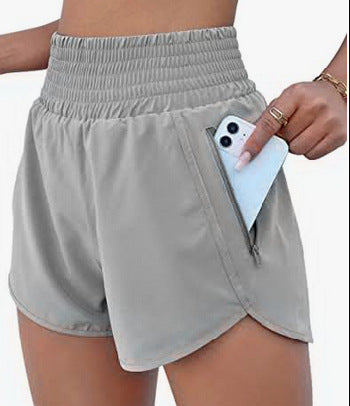Shorts Deportivos Mujer Cintura Alta Tela Elástica Anti-Exposición S-XXXL | Women High Waist Sport Shorts