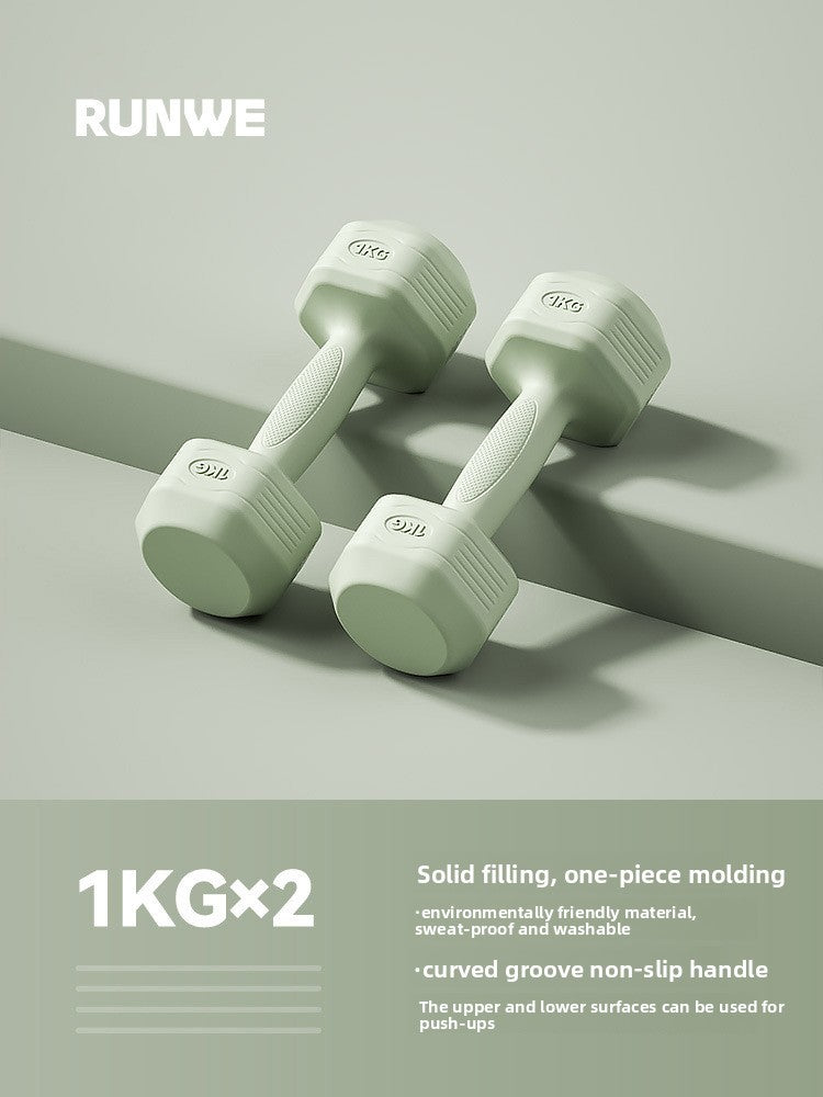 Hexagonal PVC Fitness Dumbbells | Non-Roll | 2kg-8kg | 4 Colors