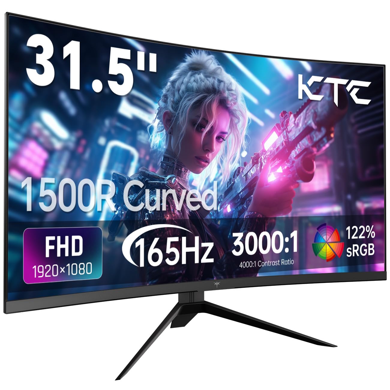 KTC Monitor Curvo Gaming – QHD 2K | 15.6" a 34" | 60Hz a 400Hz | HVA IPS VA | HDR