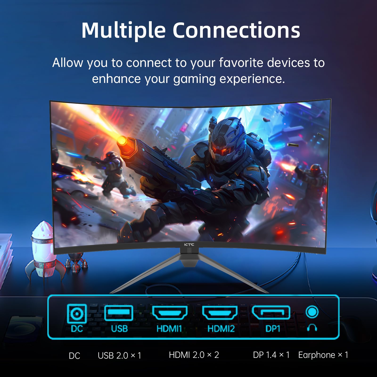 KTC Monitor Curvo Gaming – QHD 2K | 15.6" a 34" | 60Hz a 400Hz | HVA IPS VA | HDR