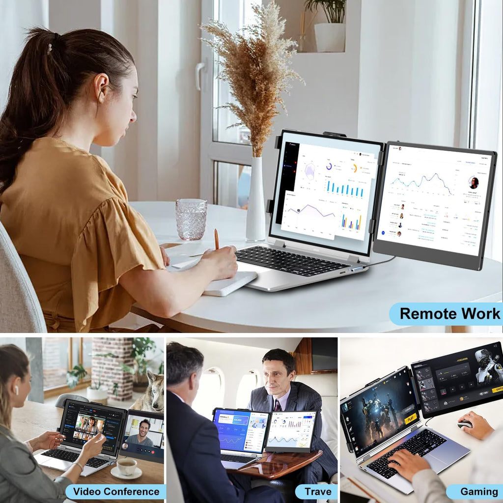 Laptop Screen Extender | 14" to 15.6" | FHD 1080P IPS | Dual & Triple Screen | USB-C HDMI