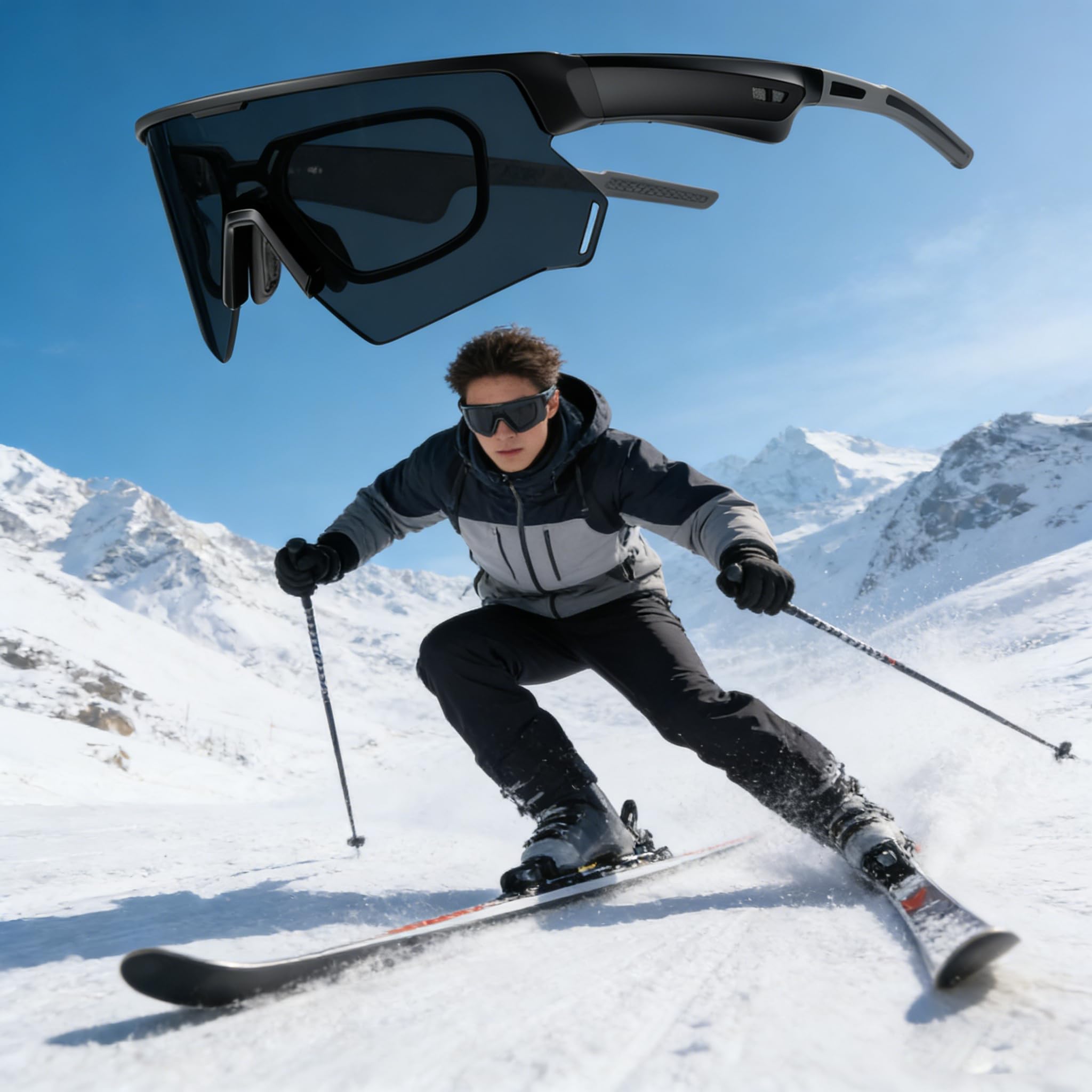 Blackview Gafas Bluetooth – UV400, Micrófono, Altavoces, Asistente de Voz, Lente Polarizada
