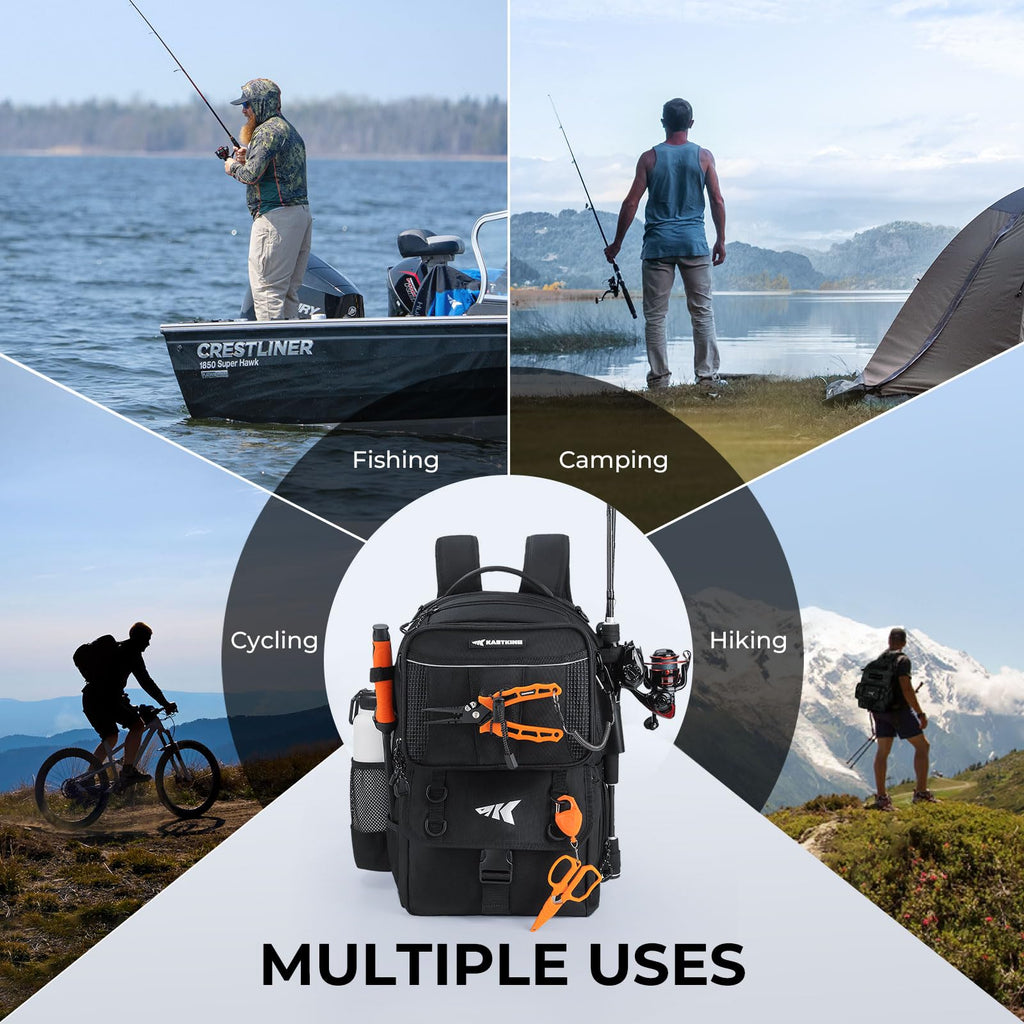 KastKing BaitSpace Mochila de Pesca 50L | Sistema Intercambiable, 2 Soportes para Cañas