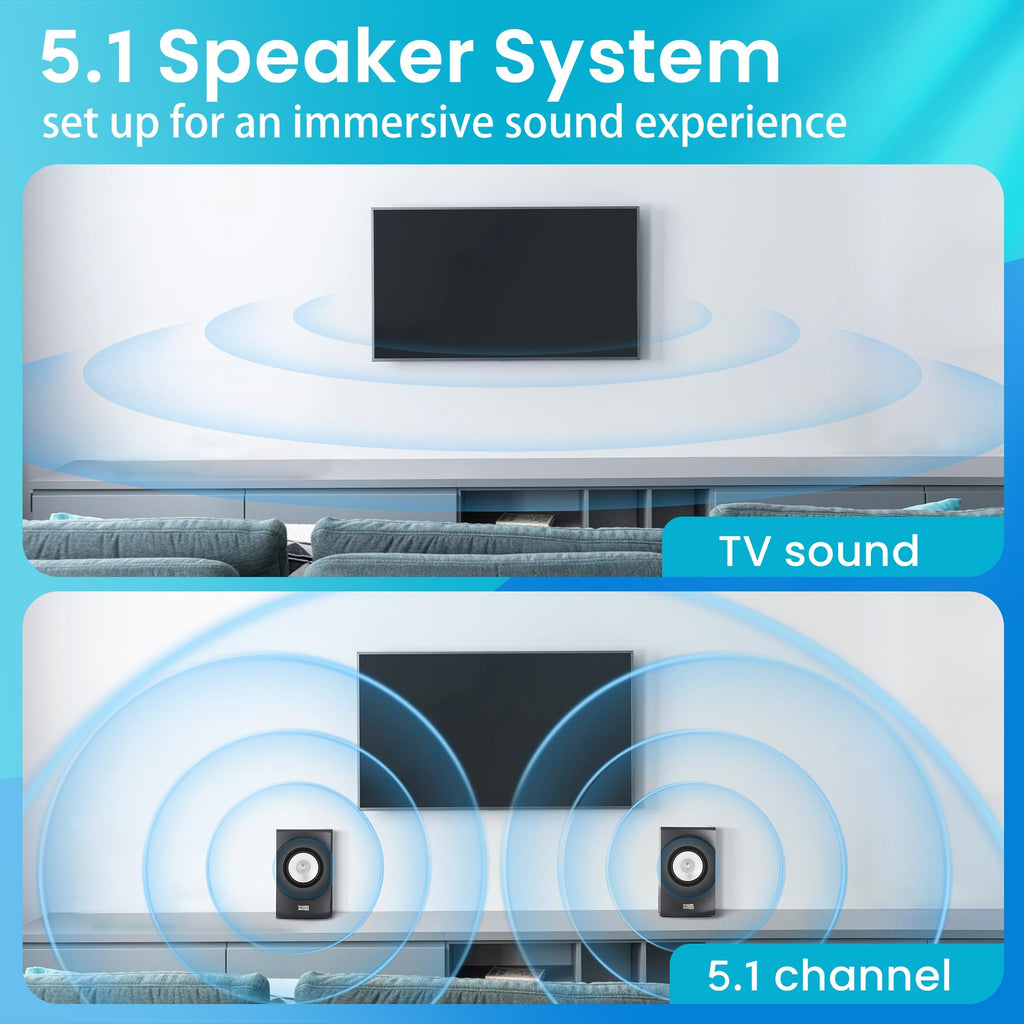 Acoustic Audio AA5170 Sistema de Bocinas Bluetooth 5.1 para Cine en Casa 700W con Subwoofer