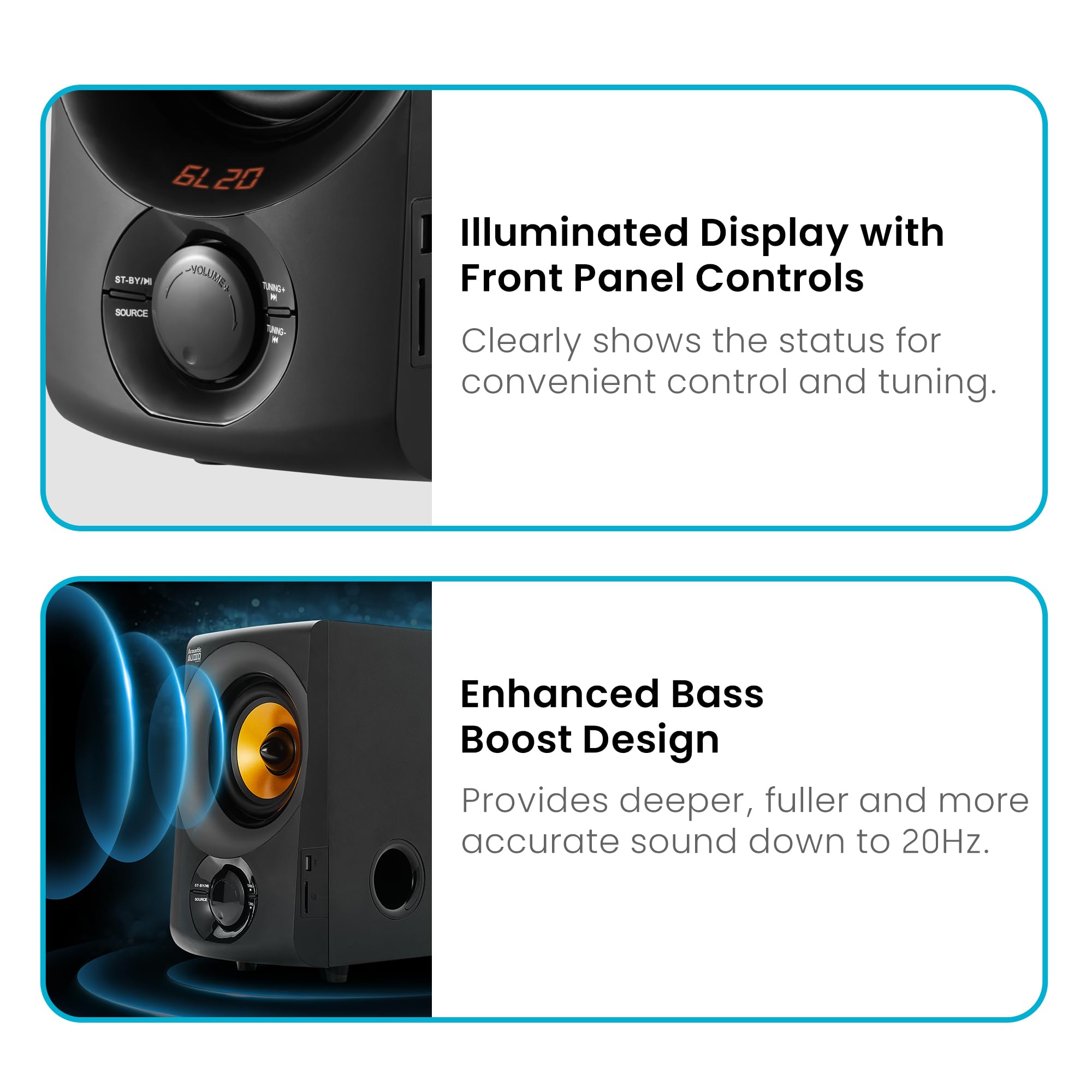 Acoustic Audio AA5170 Sistema de Bocinas Bluetooth 5.1 para Cine en Casa 700W con Subwoofer