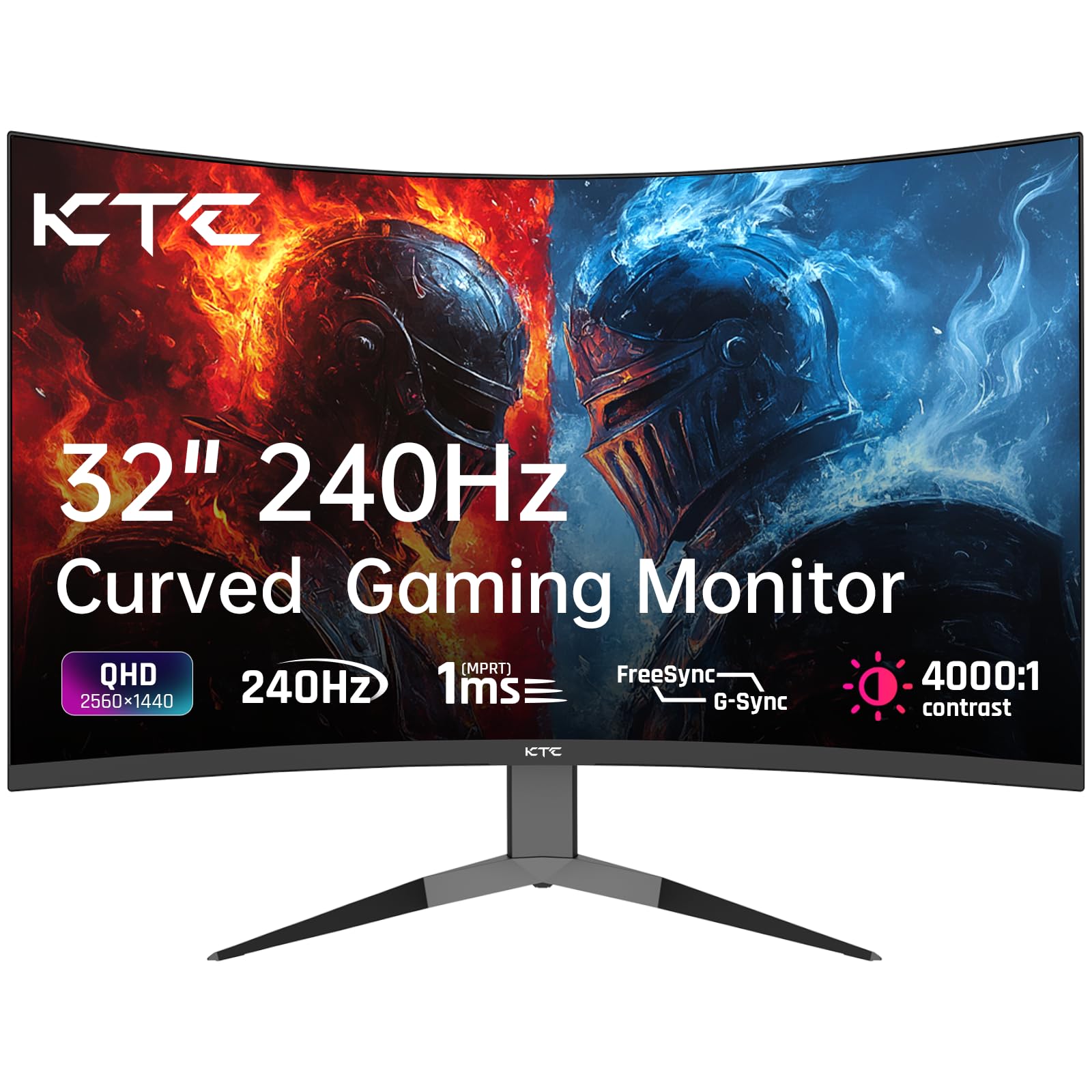 KTC Monitor Curvo Gaming – QHD 2K | 15.6" a 34" | 60Hz a 400Hz | HVA IPS VA | HDR