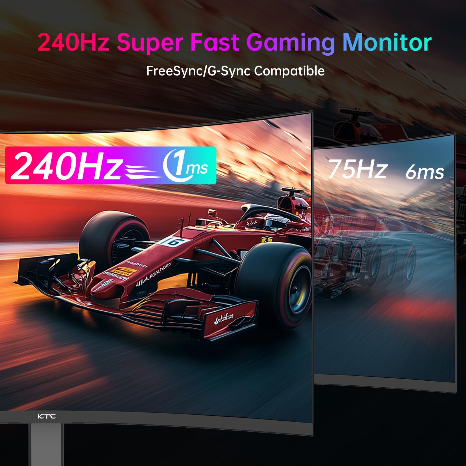 KTC Monitor Curvo Gaming – QHD 2K | 15.6" a 34" | 60Hz a 400Hz | HVA IPS VA | HDR